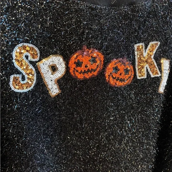 Peach Love Spooky long sleeve shimmery top sz LG Halloween - Picture 3 of 6